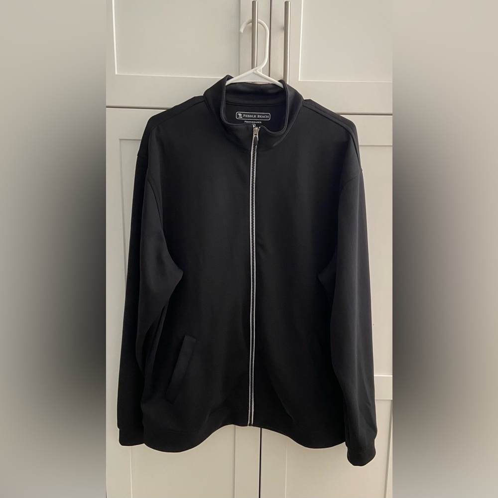 Pebble Beach Men's Performance Full Zip Jacket-Black, Size XL